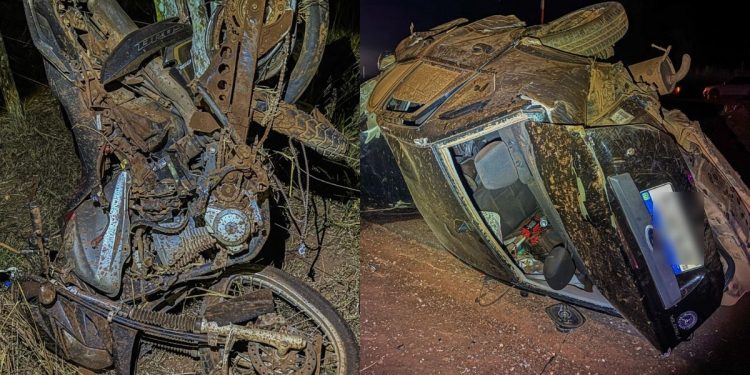 Três pessoas morrem em batida entre carro e moto na MT-240